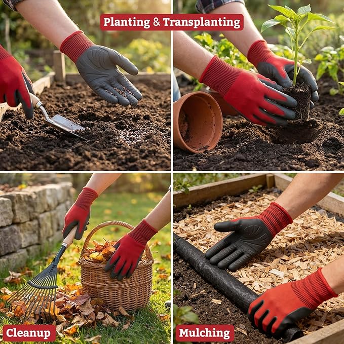 Aegend Gardening Gloves-Enhanced Non-Slip Grip Pattern,Thickened Recyclable TPE Coating-Breathable,Thorn-Resistant Work Glove