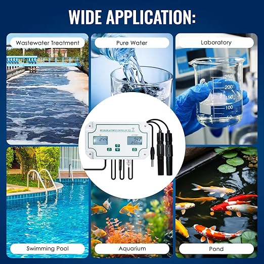 Smart 3-in-1 pH, EC & Temperature Water Quality Monitor with App Control – Continuous Online Tester for Hydroponics, Aquariums, Pools, Labs & Aquaculture