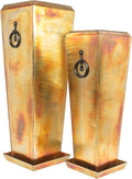 H Potter Tall Copper Planters Set of 2 – Rustic Copper Hammered Stainless Steel Indoor Outdoor Planter with Insert, Drainage, Drip Trays – Large Decorative Floor Planters for Entryway Porch Patio