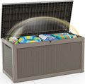 EFU Outdoor Storage Box 320 Gallon Deck Box (Indoor & Outdoor) Lockable UV Resistance Waterproof Resin Storage Bin Storage Box for Outdoor,Patio Storage With Support Rod(Taupe)