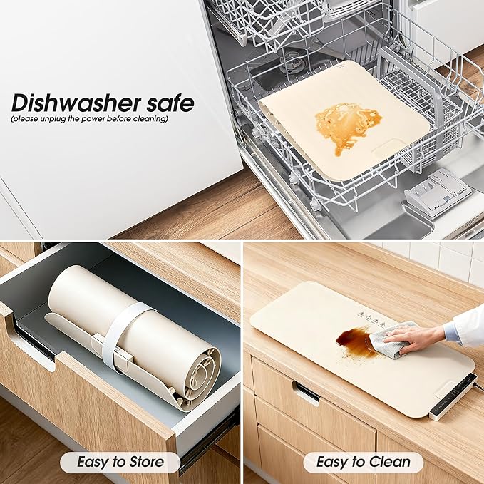 Vabaso Extra Large Food Warming Mat with APP, 37"x15" DIY Temperature & Timer Settings, Heats in 5s, Electric Warming Tray with Child Safety Lock, Warming Mat for Food & Countertop - Kosher Certified