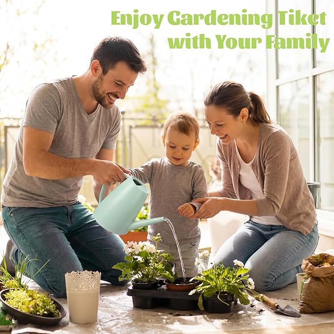 4 Pack Watering Can for Indoor Plants 1.8L Plastic Watering Can with Long Spout, Lightweight for Garden, Flowers, Plants, Lightweight Mint Green Design