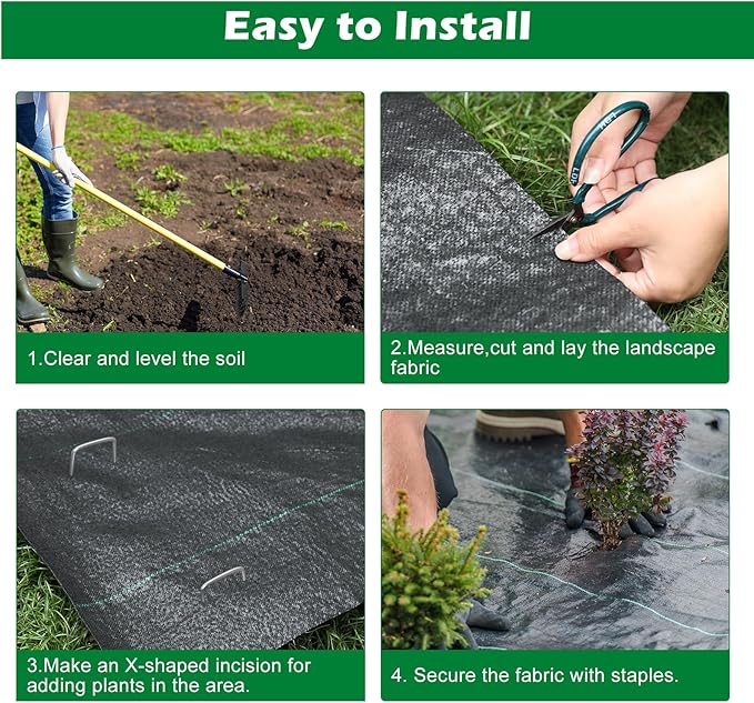 WAENLIR 5.8oz 5ft x250ft Heavy Duty Weed Barrier Landscape Fabric, Sturdy Weed Blocker Cover, Outdoor Gardening Weed Control Mat