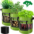 Visible Tomato/Strawberry/Sweet Potato/Carrot/Potato Grow Bags 7 Gallon 3-Pack, Heavy Duty Thickened Aeration Nonwoven Fabric Pots with Handles, Come with 3-Pcs Plant Labels&Lens Hoods