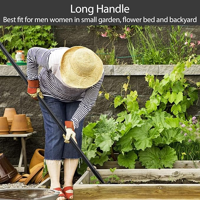 Stirrup Hoe and Cultivator Garden Tool Heavy Duty, Scuffle Loop Action Hoe Weeding Gardening Hand Tools for Women Kids Men, Metal Weeder Scraper Garden Hoe Rake Weed Puller Long Handle 32-62 inch