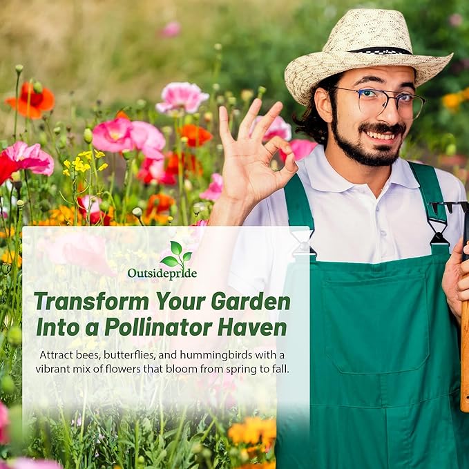 Outsidepride Pollinator Wildflower Seed Mix - 5 lbs Flower Seeds for Attracting Pollinators, Ideal for All States, Enhances Garden Biodiversity, Supports Bees, Butterflies & Beneficial Insects