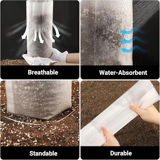 Fabric Grow Bags - 7.87x13.77 inches Breathable Seed Starter Plant Grow Bags for Seedling Pots, Nursery Pots for Plants, 50pcs