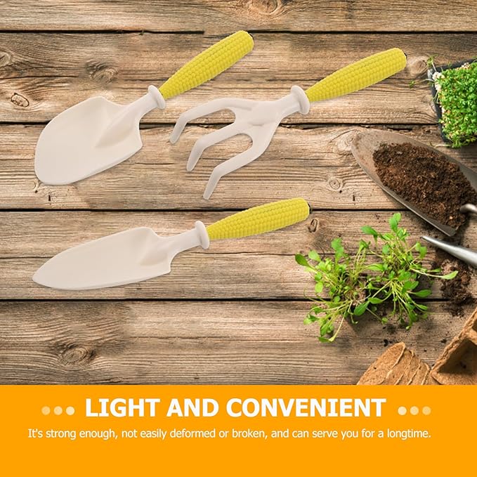 Garden Shovel and Rake Hand Tool Set for Flower Planting, Small Plastic Gardening Trowel with Cultivator, 3pcs Kit for Soil Digging and Plant Care