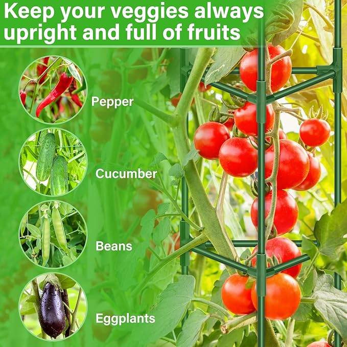 Legigo 4 Pack 65 Inch Tomato Cage for Garden, Heavy-Duty Tomato Trellis Plant Support Stakes, Adjustable Garden Trellis Plant Cage for Climbing Plants Peppers Outdoor Raised Garden Bed and Vegetables
