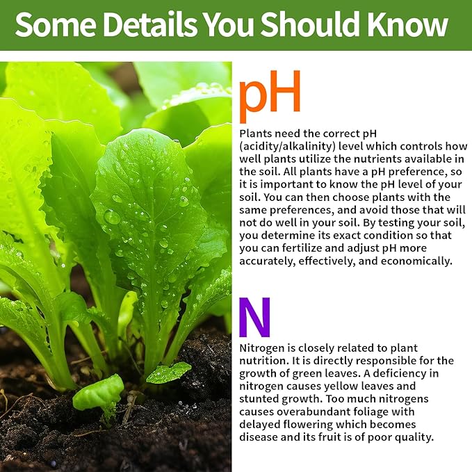 Soil pH Test Kits - 2 in 1 Soil Testing Kits with Test Tube - 100 Pcs Professional Test Soil pH & Nitrogen for Garden Lawn Yard Grass Home