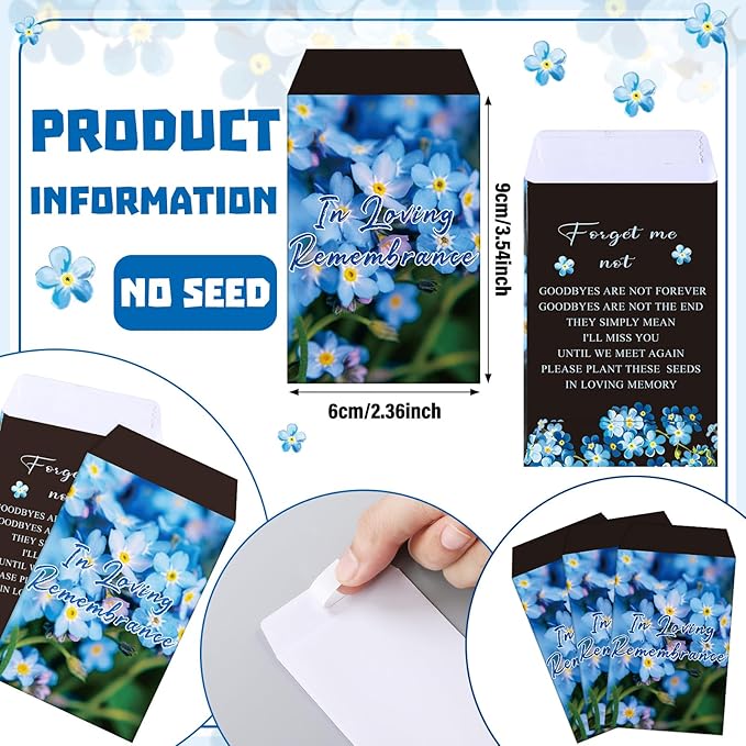 Ctosree 50 Sets Forget Me Not Seeds Packets Funeral Favors Celebration of Life with Flowerpot Thank You Tags Organza Bags for Funeral Memorial Loss of Loved One(Seeds Not Include)
