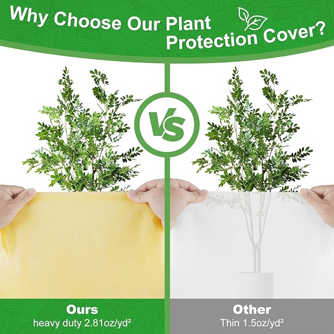 Plant Covers Freeze Protection Set, 10 ft x 30 ft Floating Row Cover 0.9oz/yd² Garden Fabric Plant Cover, 2 Pack 47"x70" Cold Weather Frost Blankets Shrub Jacket with Drawstring for Outdoor Plants