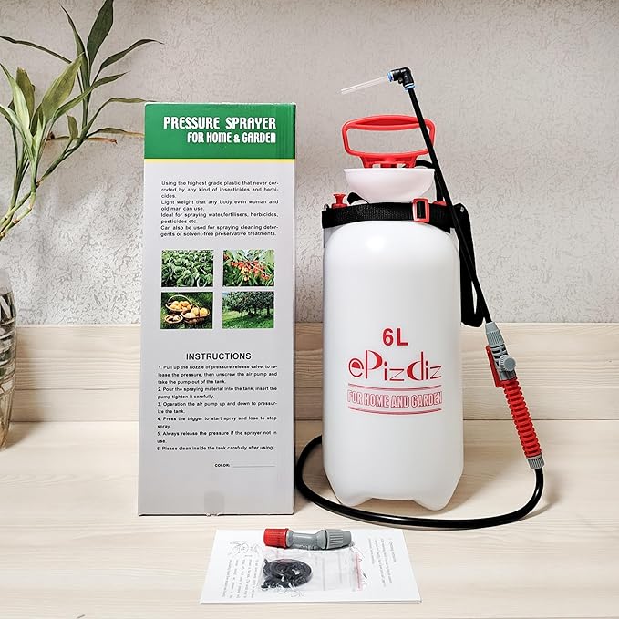 Watering Can Device for Watering Hanging Plant Basket Hard to Reach High Plant Waterer Sprayer 1.6 Gallon (Red 6L)