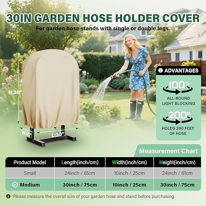 Garden Hose Holder Cover,Waterproof, Dustproof and Sun-Proof Protect Your Garden Hose and prolong its Life(30"W x 10"D x 30"H)(Cover Only）