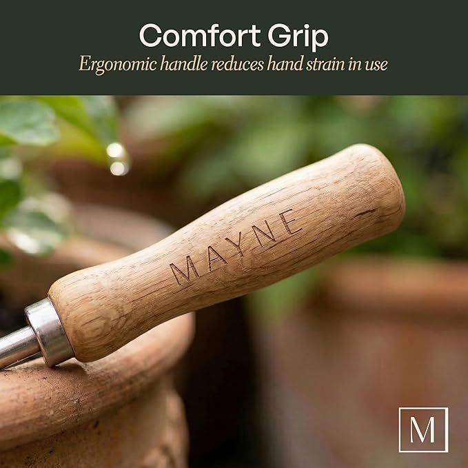 Mayne Essential Garden Hand Tools Set, Gardening Tools Kit with Shovel, Weeding Tool, Cultivator, Transplanter and Trowel, Perfect Gardening Gifts for Women and Beginners