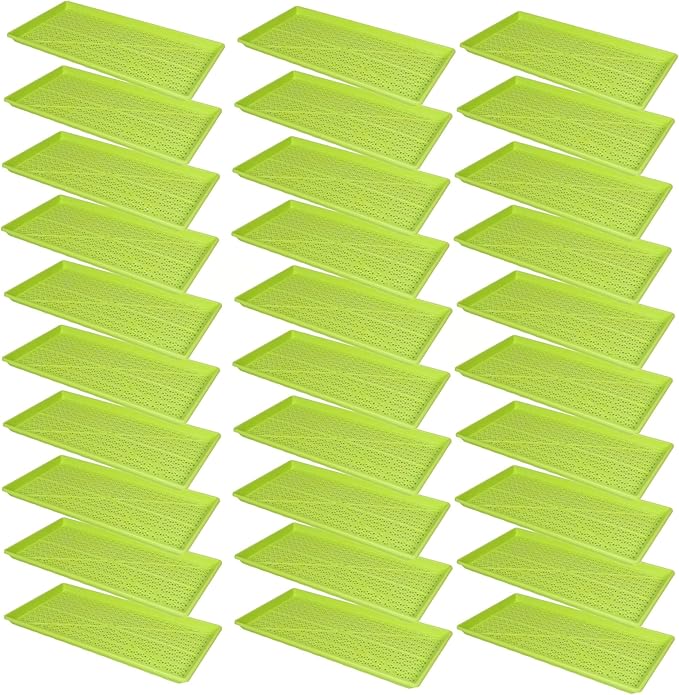 SUNPACK 10" x 20" Heavy Duty Mesh Plastic Seed Starting Tray, Lime Green, 1" (Pack of 30) - Ensures Water Drainage and Aeration, Perfect for Greenhouses or Indoor Gardening