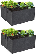 2-Pack 4 Grids Fabric Grow Bags, 2x2x1ft Thickened 400G Nonwoven Fabric Raised Garden Beds with Handles - Indoor Outdoor Planters for Vegetables, Herbs, Flowers