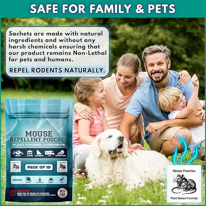 10Pack Natural Mouse Repellent Pouches Indoor Prepared with Botanical Scent Mice Repellent Pouches Rodent Repellent Pouches Mouse Deterrent Pouches for Home Attic Basement Shed Barns Storage Rvs etc