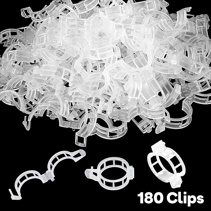 180 Pcs Plant Support Clips, Clear Plastic Trellis Clips, Garden Clips, Vegetable Clips, Vine Tomato Clips for Plants Support, Plant Clips for Climbing Plants to Grow Upright & Healthier - RamPro