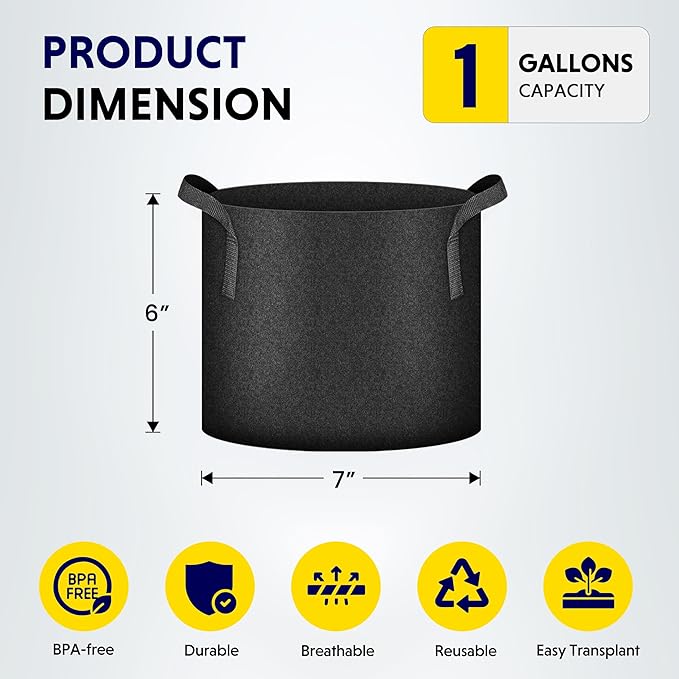 iPower 20 Pack 1 Gallon Grow Bags 300G Thickened Sturdy Plant Fabric Pots with 20 Labels and Handles, Aeration Garden Cloth Planter Bag for Outdoor Fruits, Vegetables and Flowers
