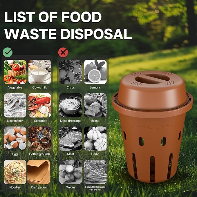 Underground Worm Composting Bin, Outdoor Mini Inground Worm Composter for Beginners, Garden Compost Bin for Garden Beds & Home Use, Worm Farm Kit for Parent, Kids (7x7x7.4Inch), Tan, 1-Pack
