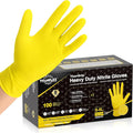 TitanFlex Heavy Duty Industrial Nitrile Gloves with Raised Diamond Texture, 8-mil, Latex Free (Green/Dark Green/Yellow)