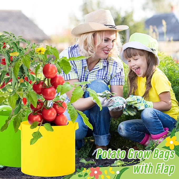 20 Pack Grow Bags Multicolor Plant Grow Bag Non Woven Fabric Pots with Handles Garden Plant Seeds Tomato Vegetables Flowers Planting Bags for Indoor or Outdoor Gardening