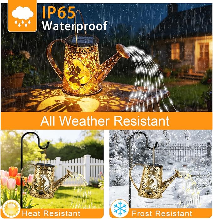 Solar Watering Can Lights, Fairy Gifts for Mothers Day Women Mom Grandma Birthday, Waterproof Outdoor Garden Decor Large Hanging Solar Lantern Fairy Lights for Patio Porch Flowerbed Pathway (White)