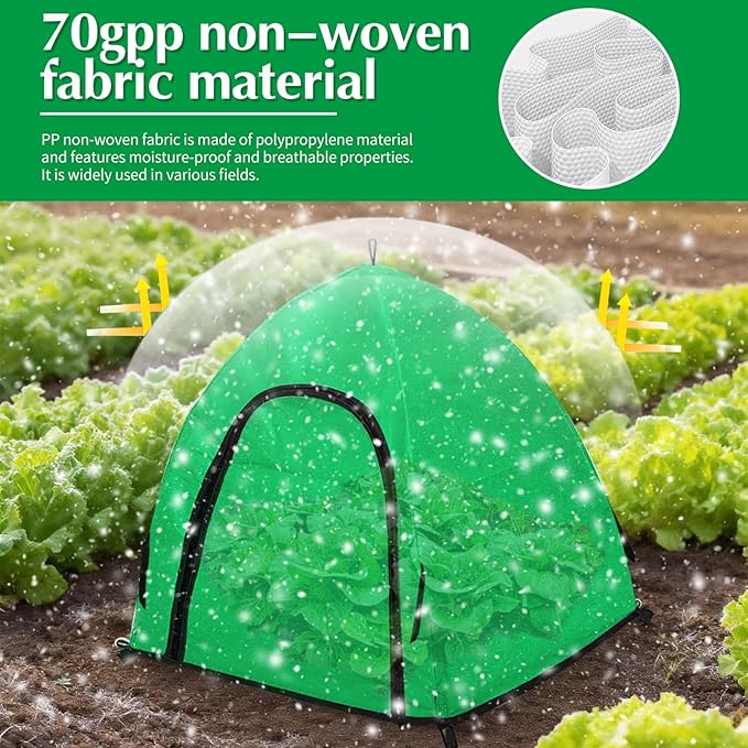 Winter Large Plant Covers Freeze Protection with Stakes, 24.4 x24.4 x22.4inch Warm Plant Protection Tent Foldable with Zipper Door, Plant Snow Ice Covers Protecting Fruit Tree (2Pack)