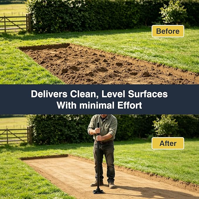 Heavy Duty Hand Tamper 8"x8" Steel Ground Tamper Tool – Manual Landscaping Tamping for Soil, Dirt, Concrete, Asphalt, Driveway & Pavement Repair, 58" Handle Garden Leveler