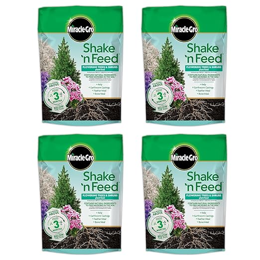 Miracle-Gro Shake 'N Feed Flowering Trees & Shrubs Plant Food, Plant Fertilizer, 8 lbs. (4-Pack)