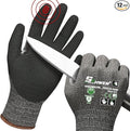 Schwer 12 Pairs ProGuard High Level Cut Resistant Work Gloves PR3326 for Extreme Protection，ANSI A9 Cut Gloves with Reinforced Thumb, Non Slip, Breathable, Durable, Touch-screen, Black (L