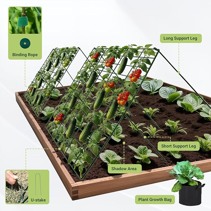 Cucumber Trellis for Garden - 2 Pack, 48" L x 24" W Garden Trellis for Climbing Plants Outdoor with Support Structures, A Frame Trellis for Climbing Vegetables Peas, Vine, Bean