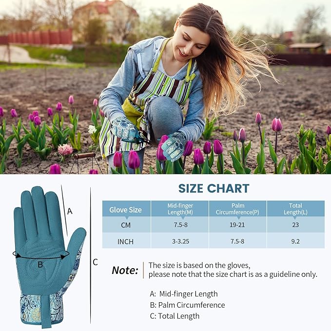 Pleneal Gardening Gloves for Women - Leather Garden Gloves Thorn Proof, Outdoor Protective Working Gloves
