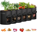 iPower Potato Grow Bags with Flap 10 Gallon 6 Pack, Garden Planting Pot with Durable Handle and Harvest Window, Thickened Nonwoven Fabric Container for Potato, Tomato, Carrot, Vegetable and Fruits