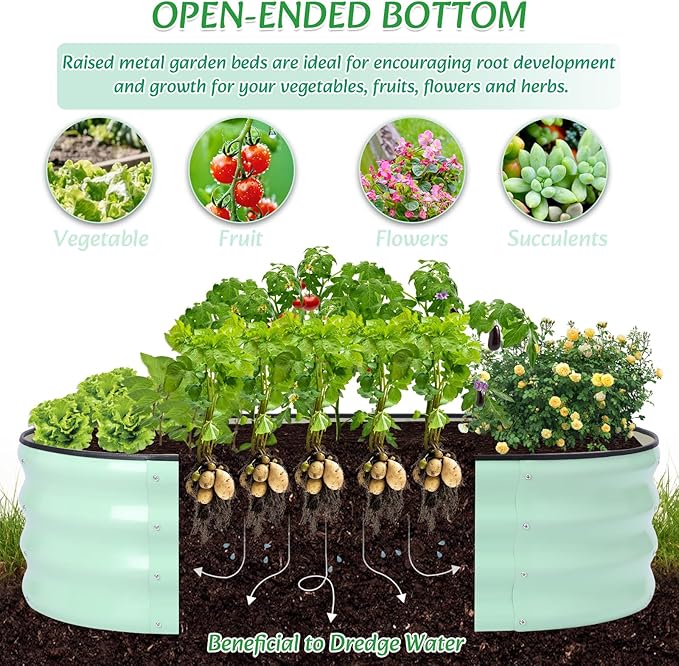 Galvanized Raised Garden Bed Kits Outdoor Metal Raised Planter Bed for Vegetables Flowers Ground Planter Box-Olive Green, 46.5 x 23.6 x 11.8 in