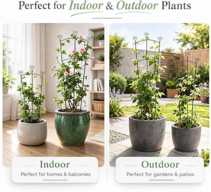 2 Pack Trellis for Climbing Plants Indoor, 31.5 Inch & 46.5 Inch Garden Plant Trellis for Climbing Plants Outdoor, Expandable House Plant Support for Pothos, Ivy, Monstera, Hoya, Black