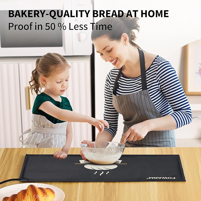 Sourdough Proofing Mat for Home Baking, Thermostat Controlled Sourdough Starter Warmer, 10"x20" Timer Dough Warming Pad, Adjustable Temperature Heating Mat for Dough Riser and Fermentation, 40W