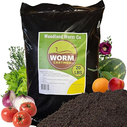 Earth Worm Castings for Plants 20 LB – Soil Amendment and Natural Fertilizer for Gardening, Vegetables, Lawns and Indoor Plants – Odor-Free, All-Natural