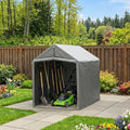 Outdoor Bike Shed, 6 x 4 ft Bicycle Storage Shed - Storage Shed with Roll-Up Door and Ventilation Window, Waterproof and Windproof PE Tarpaulin Tool Shed, Garden, Backyard, Portable Small Shed