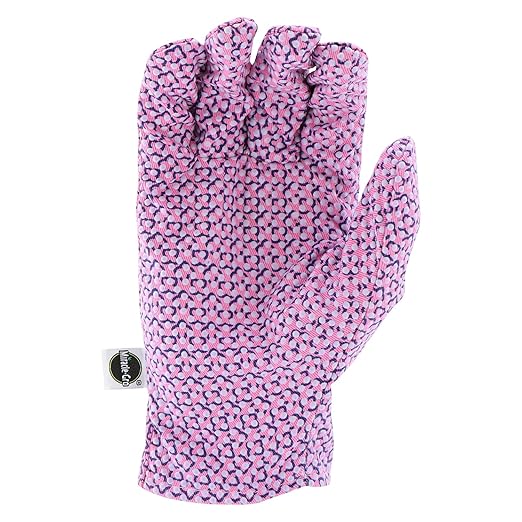 Miracle-Gro Women's Canvas Back Dotted Palm Gardening Work Gloves, Breathable Backing, Strong Grip, Shirred Elastic Wrist, Purple/Pink, Medium, (M56111/WML)