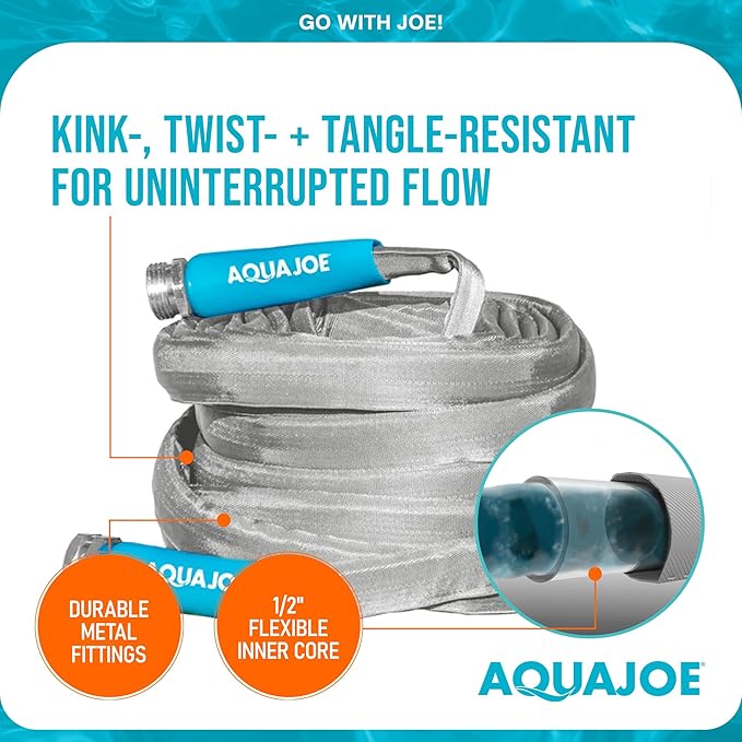 Aqua Joe 25 ft 5 in. FiberJacket Garden Hose