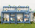 SERWALL Outdoor Potting Bench 2-Piece Set, Rot-Resistant HDPE Potting Table with Removable Sink for Outside Gardening, All-Weather Use - Blue
