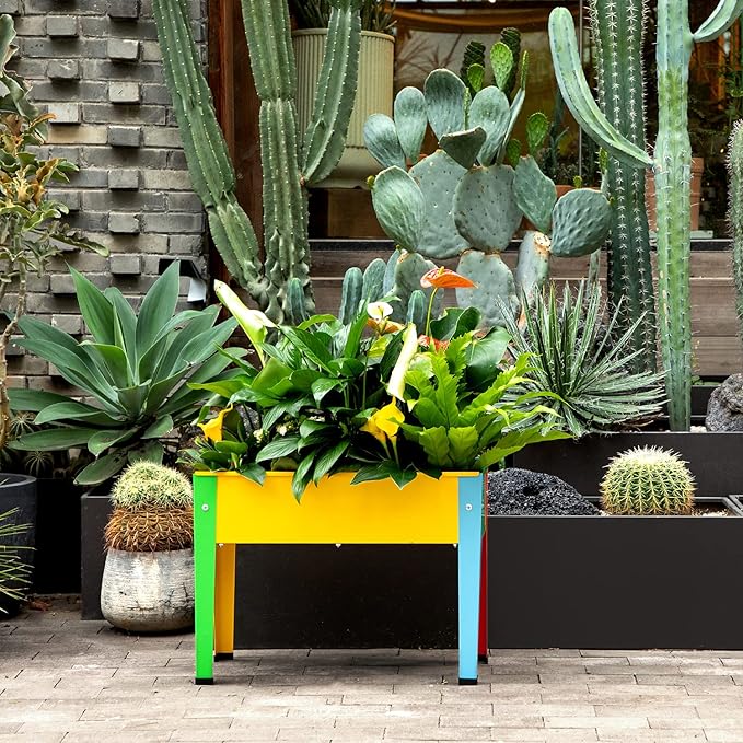 Metal Raised Garden Bed,Raised Planter Box with Legs,Herbs and Vegetables Planter Suitable for Outdoor Patio Deck and Porch (Multi Color)