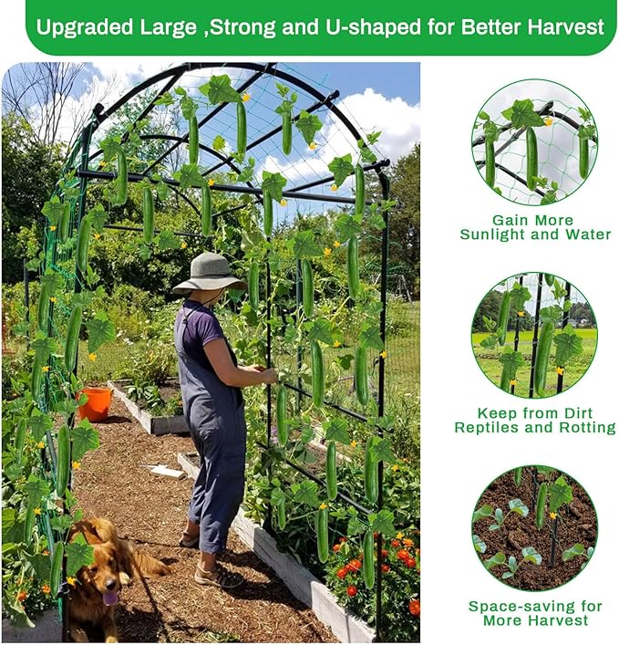 Tall Garden Arch Trellis for Climbing Plants Outdoor,7 ft Arbor Large Arch Tunnel Trellis, Metal Cucumber Trellis, Plant Support Archway Garden Trellis for Vegetables Fruits Flowers Yard