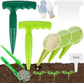 Mini Seed Spreader, 19 Pcs Seed Planter Tool Dispenser for Small Seeds, Hand Seeder Spreader with Plant Labels, Ergonomic Plastic Dibber Garden Tool and Gloves for Lawns