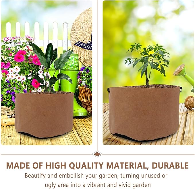 2 Pcs Breathable Non-Woven Plant Growing Bags with Handles 40 Gallon Round Grow Pouches for Outdoor Gardening and Vegetable Planting