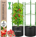 Legigo 2 Pack Tomato Cages with 10 Gallon Grow Bags- 48inch Tomato Trellis Plant Support Stakes Planter, Tomato Plant Cages Garden Trellis for Vertical Climbing Plants Vegetables Flowers Fruits