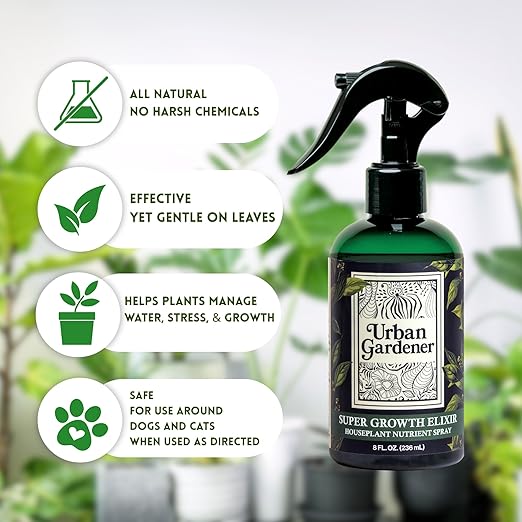 Organic Leaf Wellness Spray for Plants - Protect & Nourish Your Plants w/Chitosan, Yucca Extract, Liquid Kelp and Essential Oils - 8 oz House Plant Spray Bottle