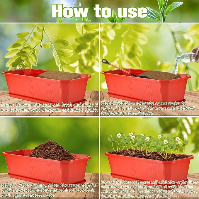 Halatool 3 Pcs Organic Coconut Coir Bricks for Plants, Compressed Coco Peat Coir Brick Coconut Fiber Substrate with Low EC & pH Balance, High Expansion Coconut Seed Starter Soil for Planting Flowers